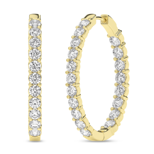 14K YG 5ctw Lab Grown Inside Out Diamond Oval Hoops, 38 Diamonds, E/F, VS Blocher Jewelers Ellwood City, PA