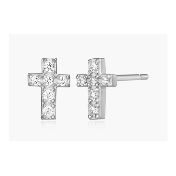 1/10ctw SS Cross Lab Grown Pave Stud Earrings, SI, G-H Blocher Jewelers Ellwood City, PA