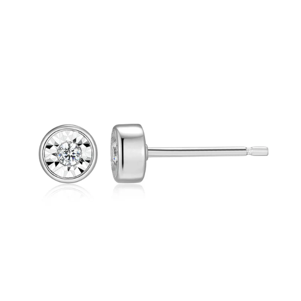 1/20ctw Bezel-Set Lab-Created Diamond Stud Earrings, Sterling Silver, G-H, SI Blocher Jewelers Ellwood City, PA