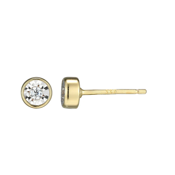 1/20ctw Bezel-Set Lab-Created Diamond Stud Earrings, G-H, SI, 14K Yellow Gold-Plated Sterling Silver Blocher Jewelers Ellwood City, PA
