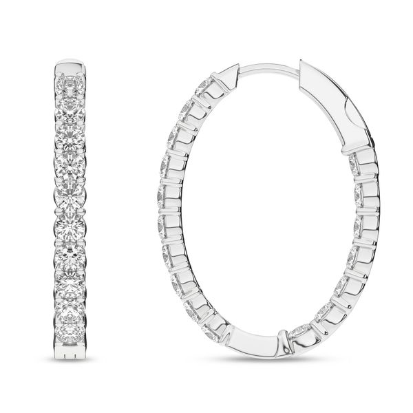 14K White Gold 3.0ctw Lab-Grown Diamond Inside-Out Hoop Earrings Blocher Jewelers Ellwood City, PA