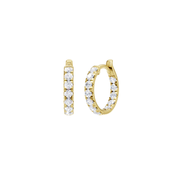 14K YG 1ctw Lab Grown Diamond Inside-Out Huggie Hoop Earrings, 24 Diamonds, E-F, VS Image 2 Blocher Jewelers Ellwood City, PA