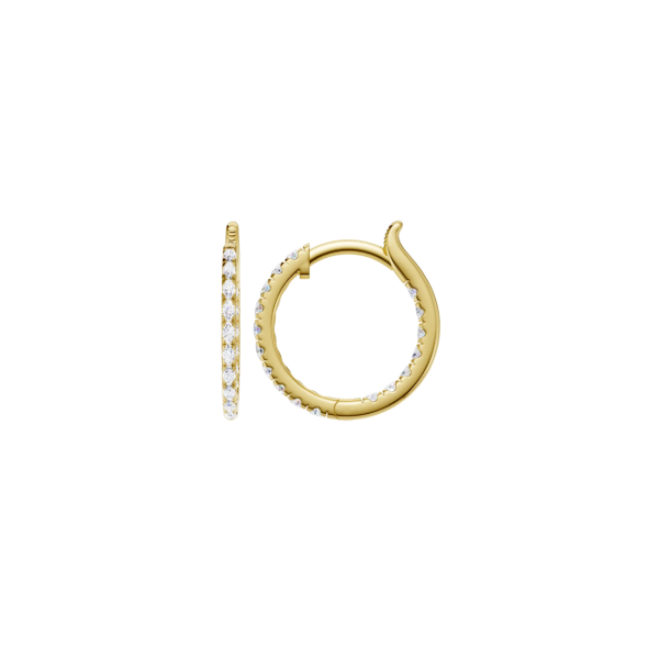 14K YG 1/2ctw Pave Set Lab Grown Diamond Inside-Out Huggie Hoop Earrings, 34 Diamonds, E-F, VS Image 2 Blocher Jewelers Ellwood City, PA