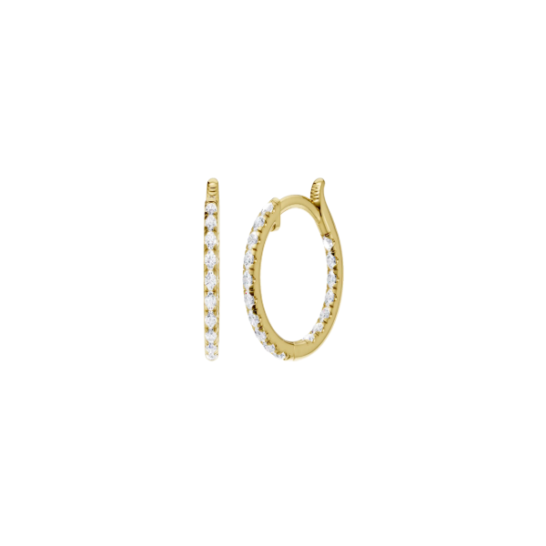 14K YG 1/2ctw Pave Set Lab Grown Diamond Inside-Out Huggie Hoop Earrings, 34 Diamonds, E-F, VS Blocher Jewelers Ellwood City, PA