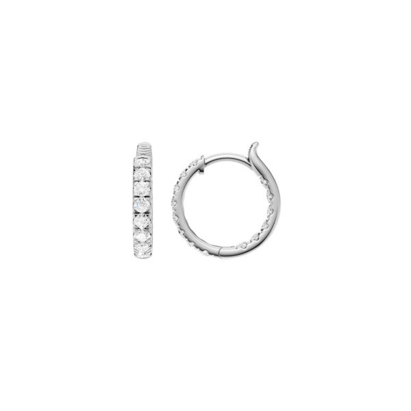 14K WG 3/4ctw Lab Grown Inside-Out Huggie Hoop Earrings, 28 Diamonds, E-F, VS Image 2 Blocher Jewelers Ellwood City, PA