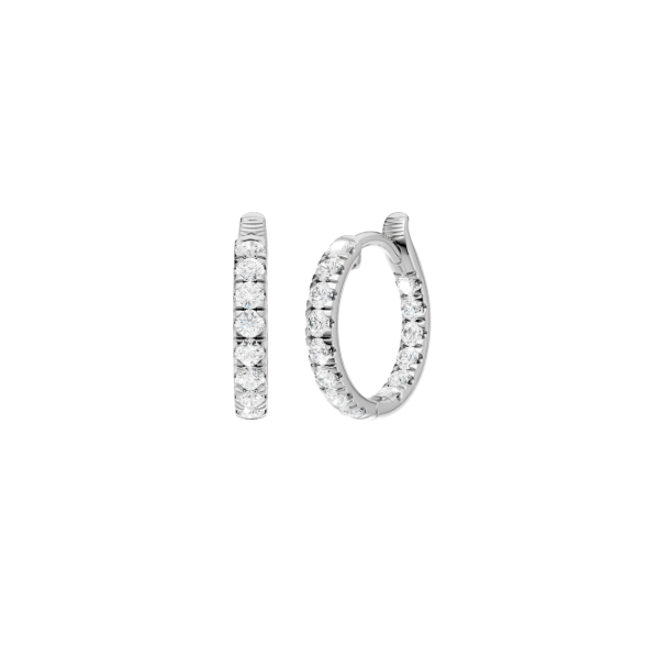 14K WG 3/4ctw Lab Grown Inside-Out Huggie Hoop Earrings, 28 Diamonds, E-F, VS Blocher Jewelers Ellwood City, PA