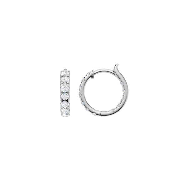 14K WG 1ctw Lab Grown Inside-Out Huggie Hoop Earrings, 24 Diamonds, E-F, VS Image 2 Blocher Jewelers Ellwood City, PA