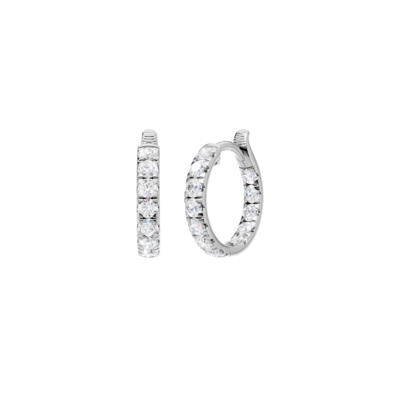 14K WG 1ctw Lab Grown Inside-Out Huggie Hoop Earrings, 24 Diamonds, E-F, VS Blocher Jewelers Ellwood City, PA