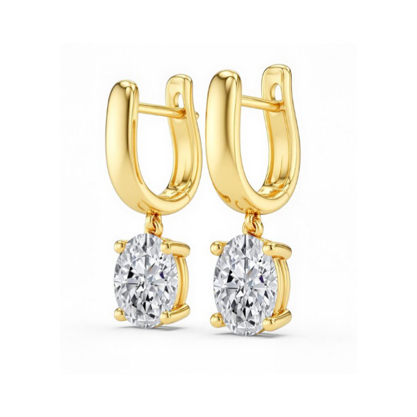 14K YG 1ctw Oval Cut Lab Grown Diamond Dangle Earrings Blocher Jewelers Ellwood City, PA