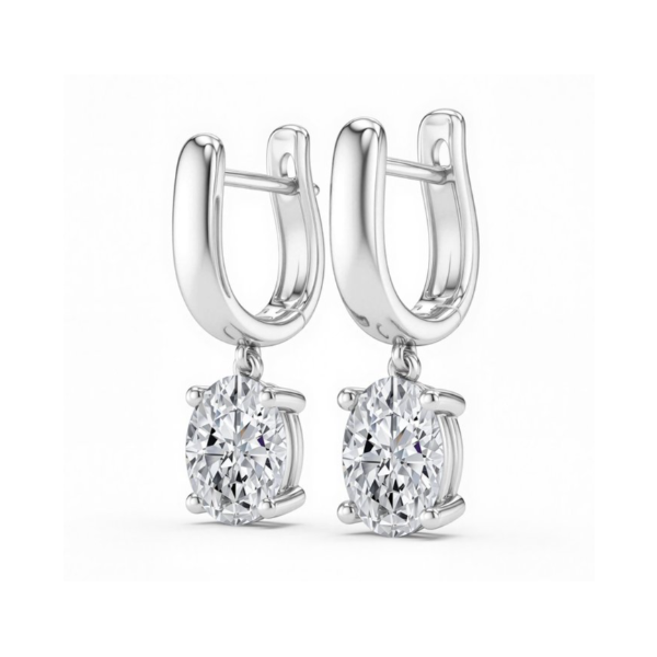 14K WG 1.00ctw Oval Lab Grown Diamond Dangle Earrings Blocher Jewelers Ellwood City, PA