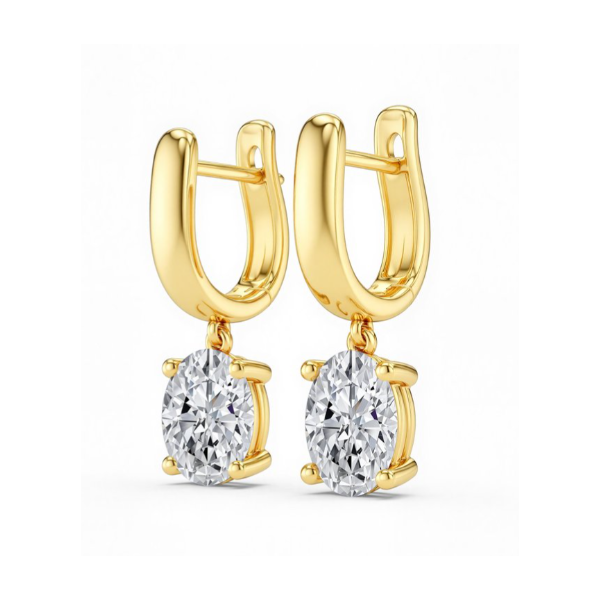 14K YG 2.00ctw Oval Cut Lab Grown Diamond Dangle Earrings Blocher Jewelers Ellwood City, PA