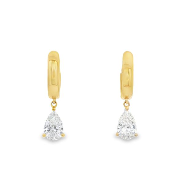 14K YG 1.00ctw Pear Cut Lab Grown Diamond Dangle Earrings Blocher Jewelers Ellwood City, PA