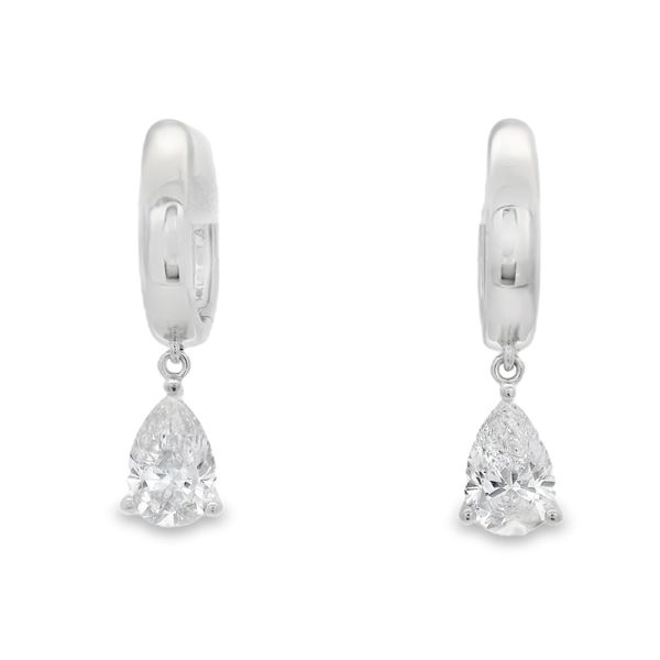 14K WG 1.00ctw Pear Cut Lab Grown Diamond Dangle Earrings Blocher Jewelers Ellwood City, PA