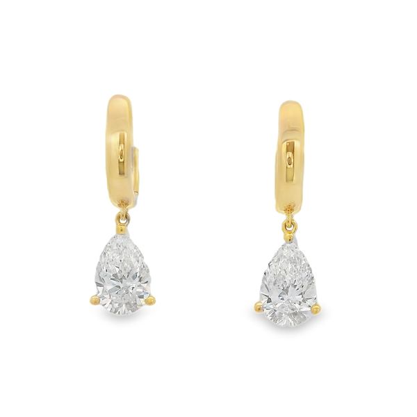 14K YG 2.00ctw Pear Cut Lab Grown Diamond Dangle Earrings Blocher Jewelers Ellwood City, PA