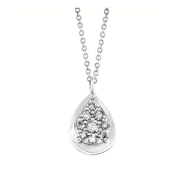 Sterling Silver Diamond Teardrop Necklace 0.16Tw Blocher Jewelers Ellwood City, PA