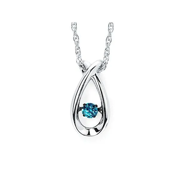 Sterling Silver Shimmering Diamonds Tear Drop Necklace with 0.07Ct Blue Diamond Blocher Jewelers Ellwood City, PA