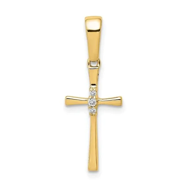 10K Yellow Gold 0.02CT Diamond Cross Pendant Blocher Jewelers Ellwood City, PA