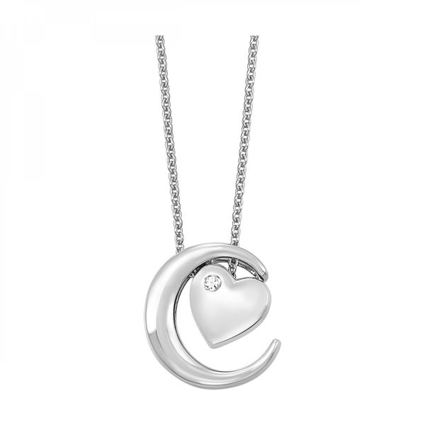 Sterling Silver Moon And Heart Diamond Necklace Blocher Jewelers Ellwood City, PA