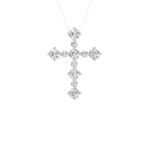 14K WG 0.75ctw Lab Grown Diamond Cross Pendant on a 18