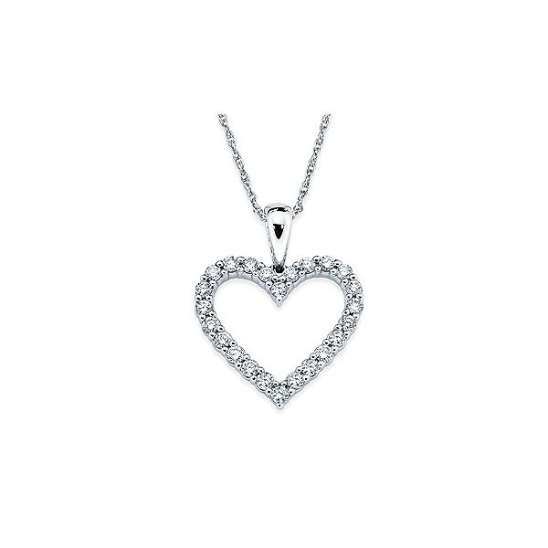 14K White Gold Diamond Heart Necklace Blocher Jewelers Ellwood City, PA
