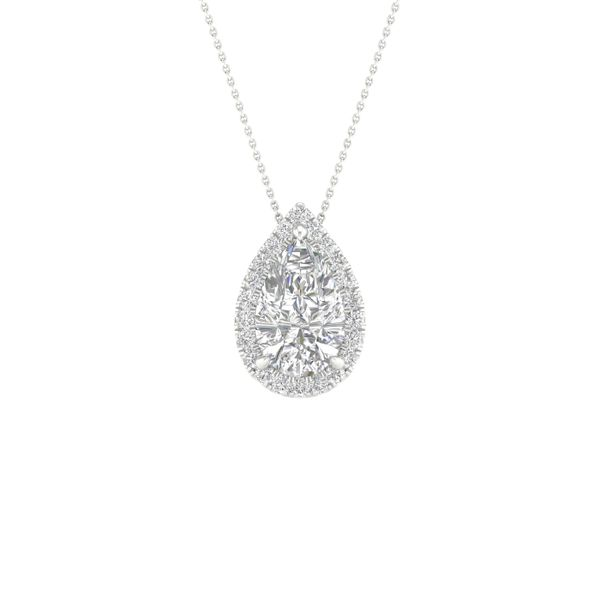 14K White Gold Lab-Grown Pear-Shaped Diamond Necklace 2.20CT Blocher Jewelers Ellwood City, PA