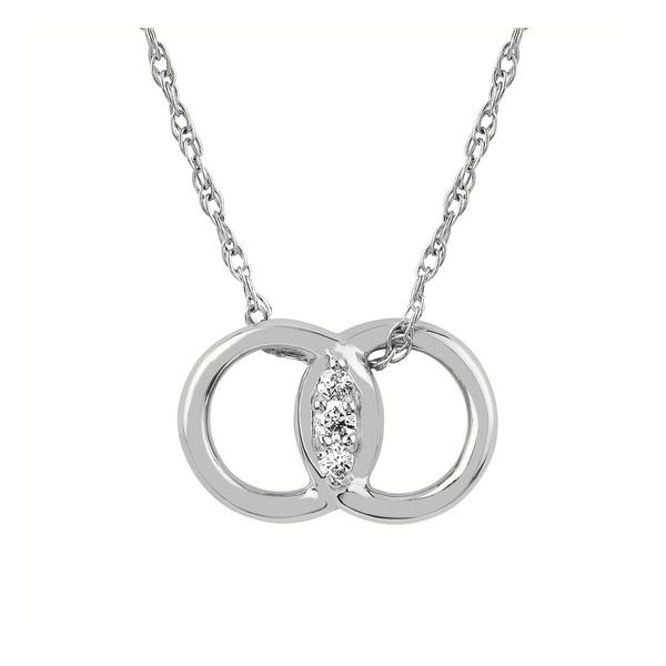 14K White Gold Diamond Marriage Symbol Pendant with 3 Diamonds Blocher Jewelers Ellwood City, PA