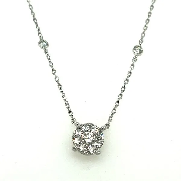 14K White Gold Diamond Cluster Necklace Blocher Jewelers Ellwood City, PA