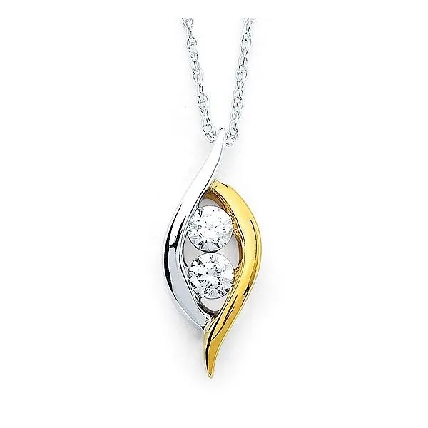 14K Two-Tone Two Stone Pea Pod Pendant 0.10Tw Blocher Jewelers Ellwood City, PA
