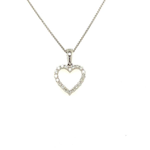 14K White Gold Heart Necklace with Round Diamonds Blocher Jewelers Ellwood City, PA