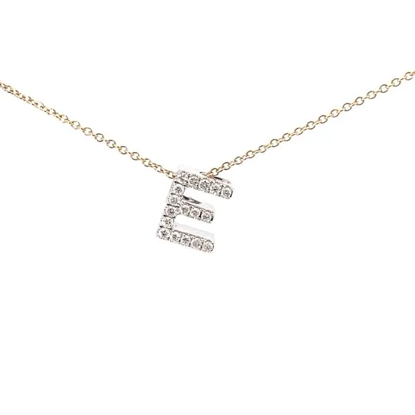 10K Two-Tone Diamond Initial Necklace 