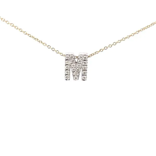 10K Two-Tone Diamond Initial Necklace 