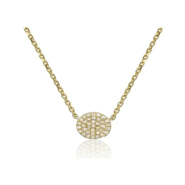 14K Yellow Gold Diamond Disc Necklace 0.11Tw Blocher Jewelers Ellwood City, PA