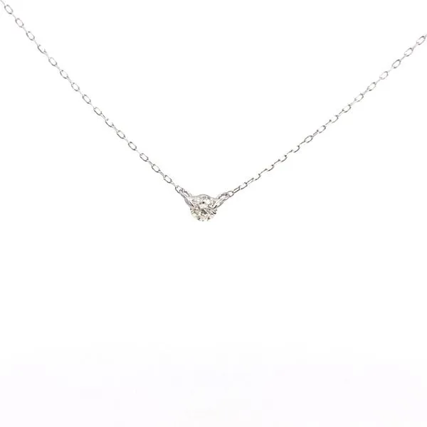 18K White Gold Necklace with One 0.10CTW Diamond Blocher Jewelers Ellwood City, PA