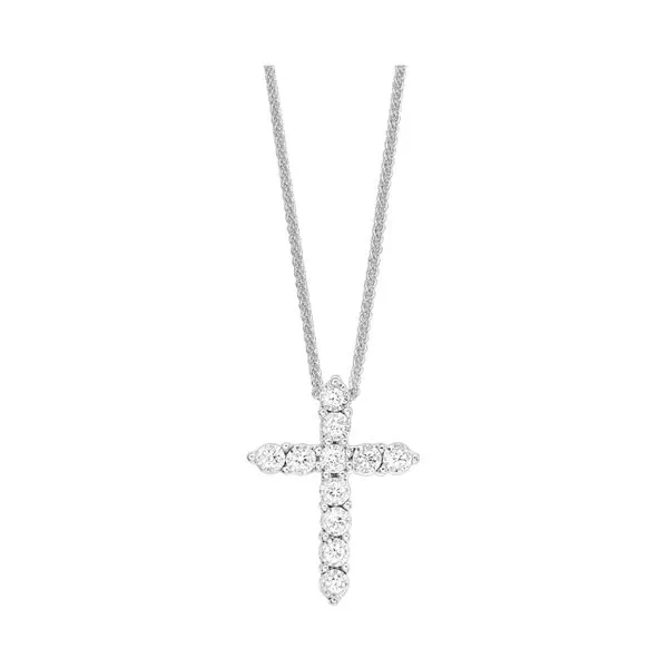 Sterling Silver Cross Necklace with Diamonds 0.10TW Blocher Jewelers Ellwood City, PA