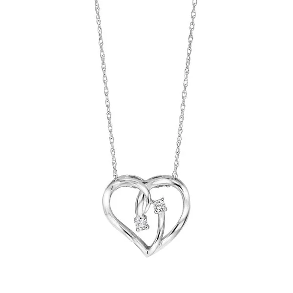 Sterling Silver Heart Necklace With 2=0.06Tw Round Diamonds Blocher Jewelers Ellwood City, PA