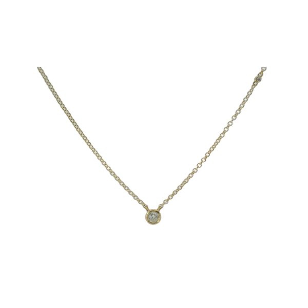 14K Yellow Gold Diamond Station Necklace with 0.31Ct Center Diamond and 0.01Ct Stationed Diamond in Chain Blocher Jewelers Ellwood City, PA