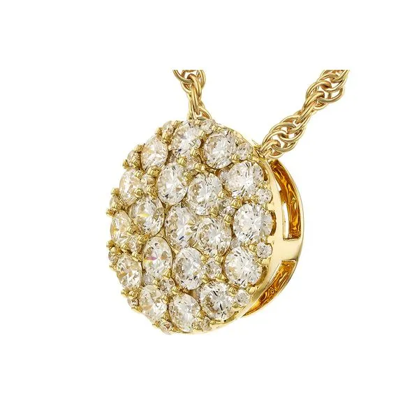 14K Yellow Gold Diamond Cluster Necklace with 1.0Tw Diamonds on 18