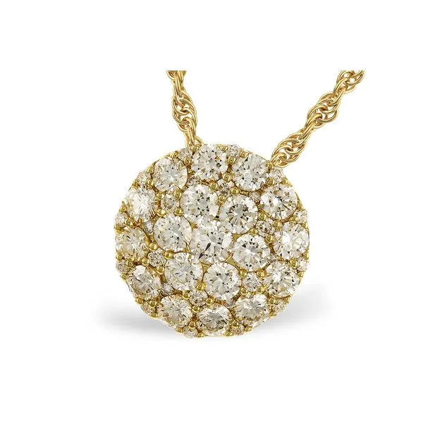 14K Yellow Gold Diamond Cluster Necklace with 1.0Tw Diamonds on 18