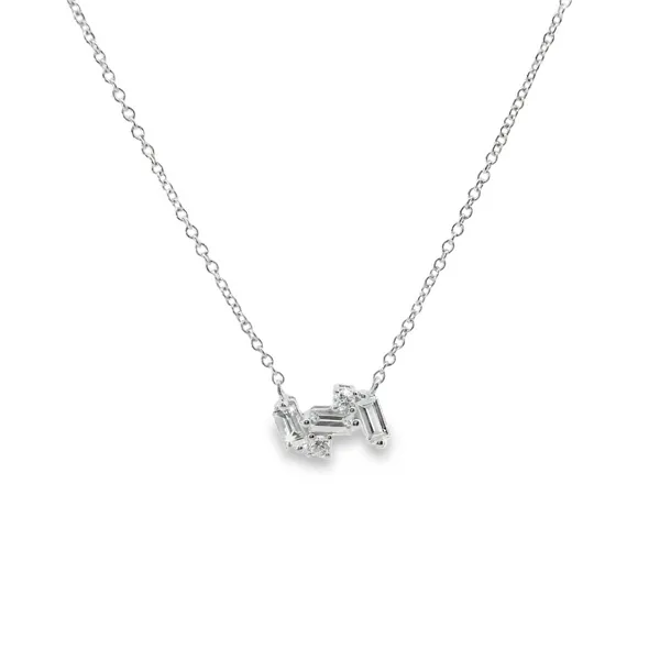 Sterling Silver Diamond Cluster Station Necklace with 0.20Tw Diamonds Blocher Jewelers Ellwood City, PA