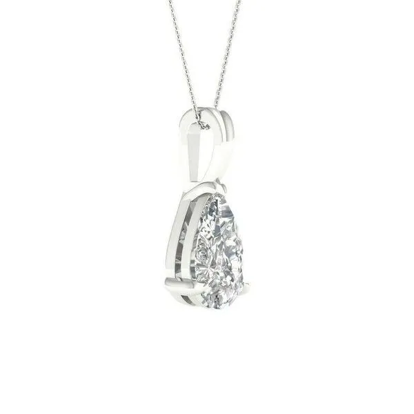 14K White Gold Lab Grown Diamond Pear Shaped Solitaire Necklace 1.06Tw Blocher Jewelers Ellwood City, PA