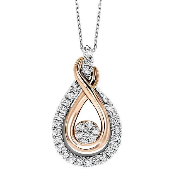 Two-Tone Sterling And 10K Rose Gold Necklace With 32=0.17Tw Round Diamonds Blocher Jewelers Ellwood City, PA