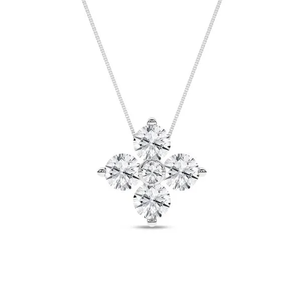 14K White Gold Lab Grown Diamond Flower Petals Necklace with 0.50Tw Diamonds Blocher Jewelers Ellwood City, PA