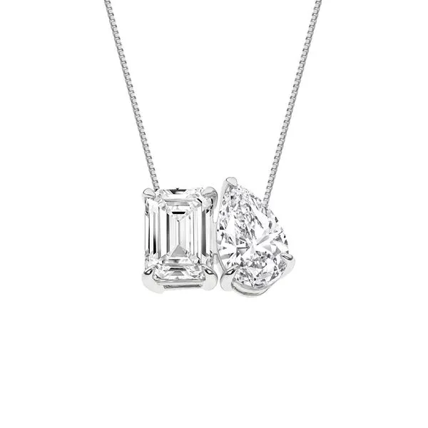 14K White Gold Lab Grown Diamond Toi Et Moi Necklace with 2.06Tw Diamonds Blocher Jewelers Ellwood City, PA