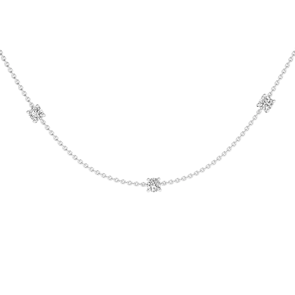14K White Gold Lab Grown Diamond Station Necklace with 9 Diamonds = 2.0CTW Blocher Jewelers Ellwood City, PA