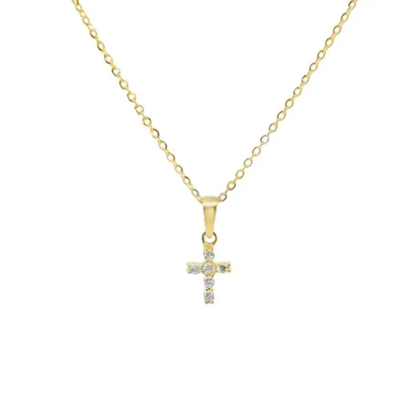 14K Yellow Gold Diamond Cross Necklace 0.06CTW Blocher Jewelers Ellwood City, PA