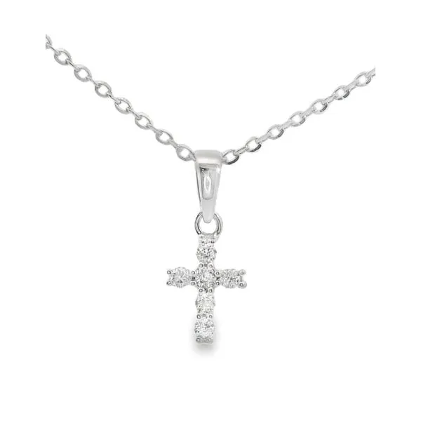 14K White Gold 0.06ctw Diamond Cross Necklace 18