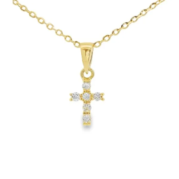14K Yellow Gold 0.06ctwDiamond Cross Necklace, 18