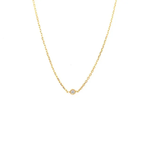 Yellow Sterling Silver Necklace With One 0.04Ct Round Diamond Blocher Jewelers Ellwood City, PA