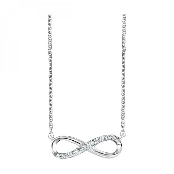 Sterling Silver Diamond Infinity Necklace with 11 = 0.06Tw Diamonds Blocher Jewelers Ellwood City, PA
