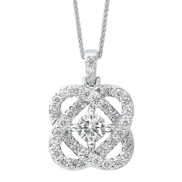 White 14 Karat Necklace With One 0.10Ct Round Diamond And 35=0.14Tw Round Diamonds 18
